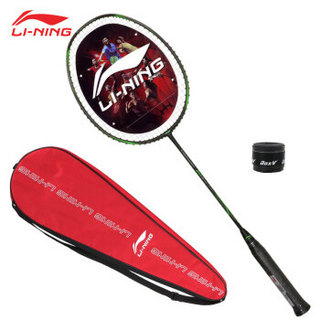 李宁（LI-NING）全新 能量聚合科技平台中端羽毛球拍 能量20D 速度型 黑绿色单拍(已穿线)