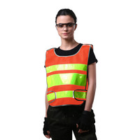谋福 L9630反光背心 汽车荧光衣服 马甲建筑施工程安全服 交通路政执勤服 透气网状便携款(荧光橙)