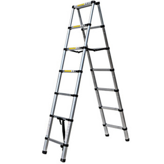 易存梯子铝合金伸缩梯子家用人字梯多功能工程折叠梯 人字梯2米+2米