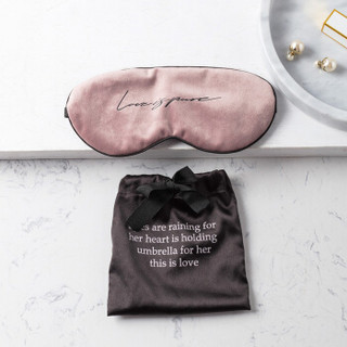 奇居良品 拉尔100%桑蚕丝真丝丝绒护眼罩遮光透气帮助睡眠男女旅行通用 粉色