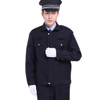 谋福 9660 保安秋执勤服黑色保安服 春秋款酒店物业保安制服服装 门卫工作服男女款 (经典执勤套装-165)