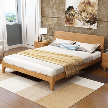 奈高NG实木床北欧原木色橡木120*200*30cm