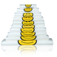 京唐 背心袋100只装 加厚透明笑脸购物袋食品打包袋外卖塑料袋方便袋 超市手提袋马甲袋 超大号宽36