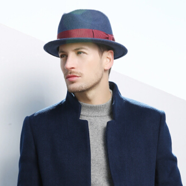 帝卡简嘉礼帽子男英伦学院风帽子绅士礼帽男士毡帽 fm130013 混深蓝色