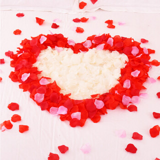 雨花泽 1800片玫瑰花瓣 无纺布玫瑰花片求婚情人节表白婚房布置婚床装饰用品 大红色
