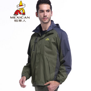 稻草人（MEXICAN）风衣男2018冬季新品情侣冲锋衣户外防风保暖登山服外套男 18092DC5801 军绿（男） 5XL