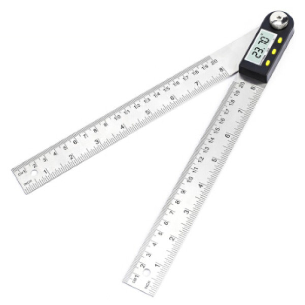 角度尺0200mm不锈钢数显量角器木工活动角尺钢直尺测量工具et800101