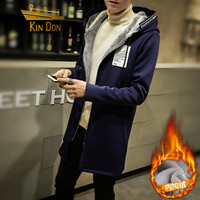 金盾(KIN DON)风衣 2019新款男士时尚潮流加绒中长款连帽风衣105B-3-F115藏青色L