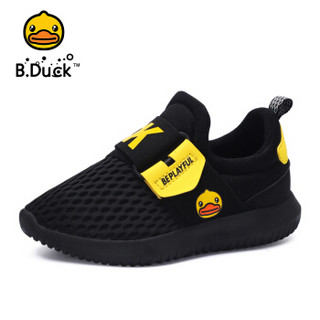 小黄鸭（B.Duck）童鞋男童运动鞋 网面透气休闲跑步鞋 B298A3906黑色33