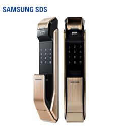 三星(SAMSUNG)指纹锁智能锁家用防盗门密码锁全自动电子锁 三星SHS-P718 香槟金