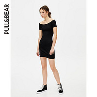 PULL＆BEAR 连衣裙2019新款夏女官方修身黑色收腰连衣裙 05390323