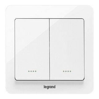 罗格朗 LEGRAND 开关插座面板 逸典玉兰白双开双控带荧光开关