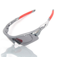 BASTO邦士度骑行眼镜跑步风镜 偏光运动眼镜防风沙防紫外线5副镜片套装 BS106银灰色