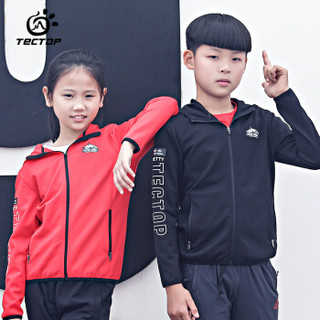 探拓 （TECTOP）儿童卫衣 男女童户外春夏款休闲衣 纯色简洁运动衣92955WY 中国红 130