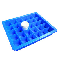 伏兴 多格收纳箱加厚塑料收纳盒元件盒 多用途周转箱带格子工具箱零件盒 蓝色 30格395*330*65