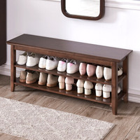 家逸实木门口换鞋凳家用简约现代长凳子北欧床尾凳可坐鞋凳式鞋柜