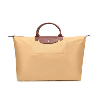 longchamp珑骧女士lepliage系列蜜糖色织物大号可折叠短柄手提包旅行