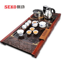 新功（SEKO）智能茶具黑檀木实木大茶盘套装紫砂茶盘 F71 配智能电热水壶F90