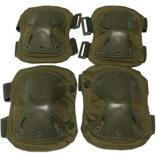 德艾特 护膝护肘4件套变形金刚护具套装CS装备安全防护战术运动迷彩护膝护肘 绿色款