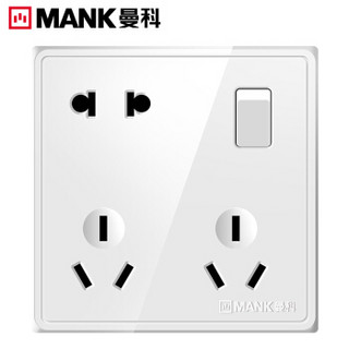 曼科 （MANK）A8简约白 一开八孔 开关二三三插座 86暗装开关插座面板