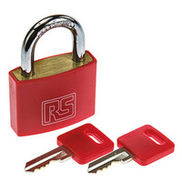 RS Pro欧时 红色 钥匙键 黄铜 挂锁, 6mm 锁钩