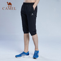 CAMEL 骆驼   运动裤男女士运动显瘦七分裤直筒修身外穿短裤  C9S251642 男款黑色 XL