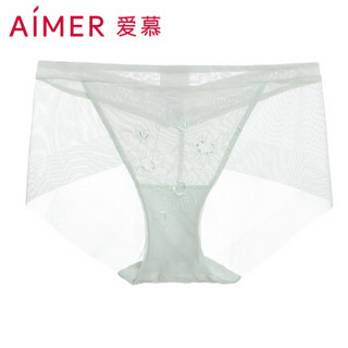 Aimer 爱慕 内衣蜕变女士中腰平角内裤性感网眼刺绣轻薄无痕 AM230621 灰绿色170/XL