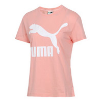 PUMA 彪马 女子 休闲 T恤 CLASSICS LOGO 圆领 短袖 579406 19 桃粉色L码