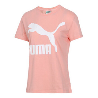 PUMA 彪马 女子 休闲 T恤 CLASSICS LOGO 圆领 短袖 579406 19 桃粉色 XL码