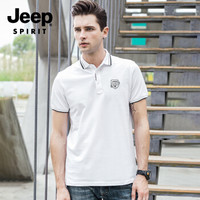 吉普 JEEP 男士POLO  2019春夏季新品韩版修身男士半袖男装体恤打底POLO衫  FSM-1085 白色 2XL