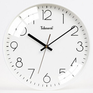 Telesonic 天王星 挂钟客厅卧室石英钟现代简约创意钟表免打孔时尚个性3D立体时钟圆形挂表Q8721-1白边白面26厘米