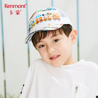 卡蒙（Kenmont）km-4686 3-6岁小孩遮阳棒球帽透气网男童鸭舌帽卡通图案全棉儿童凉帽 白色 可调节(52cm)