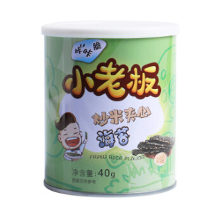 小老板休闲零食小吃炒米夹心海苔海味即食海苔40g罐