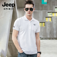 吉普 JEEP 男士POIO衫  2019春夏季新品男士韩版休闲短袖T恤潮流修身POLO衫男  FSM-1037 白色 2XL