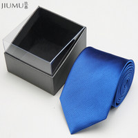 玖慕（JIUMU ）百搭男士领带上班工作面试商务正装西装纯色领带婚礼新郎领带礼盒装 TJ003天蓝色