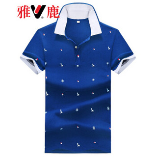 雅鹿 polo衫男 2019夏季新品商务休闲修身男士半袖翻领t恤上衣男 LZ-LP21 彩兰 XL