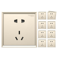 施耐德电气（Schneider Electric）开关插座 插座面板 10A五孔插座十支装套装 皓朗系列 格调金色