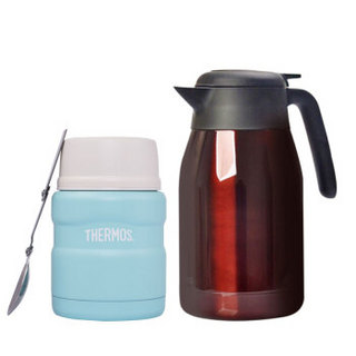 THERMOS 膳魔师 SK-3000 THS-1500，SK-3000 不锈钢保温壶焖烧杯 1500+500ml 酒红色 蓝色