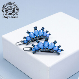 皇家莎莎（Royalsasa）发夹发饰品头饰发卡边夹刘海夹一字夹皇冠对夹边夹2件套 蓝色