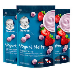 嘉宝Gerber婴幼儿辅食 草莓酸奶溶豆宝宝零食 8个月以上 28g*3 美国进口