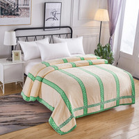 思侬家纺毛巾被纯棉 成人全棉单人空调毯子毛巾毯盖毯被子 加厚双人毛毯床单加厚 绿色 180X220cm
