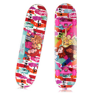 芭比（Barbie） 滑板初学者休闲滑板车男女童儿童代步双翘板 四轮刷街公路板枫木专业滑板闪光轮