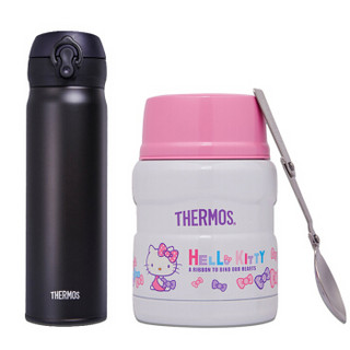 THERMOS 膳魔师 SK3000KT，JNL-502 不锈钢保温杯焖烧杯 470+500ml 粉色 黑色