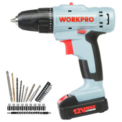 万克宝(WORKPRO)W004529N 家用锂电钻套装 12V双速无线正反转两用调速充电手电钻电动螺丝刀多功能工具组套 *3件