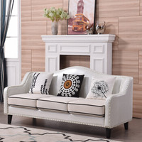 中伟美式实木沙发后现代沙发大小户型布艺沙发简约沙发客厅沙发 三人位白色