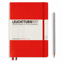 德国灯塔LEUCHTTURM1917 进口经典记事本手账笔记本子 日记本商务礼品 硬皮无酸纸  点格内页 A5 红色