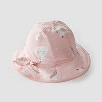 威尔贝鲁(WELLBER)婴儿帽子春夏薄款遮阳帽纱布透气圆顶渔夫帽小白梨52cm
