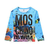 MOSCHINO 春夏新品女士蓝底海洋图案棉质圆领女士长袖T恤 2 V1707 2119 1278