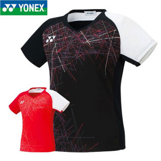 YONEX 尤尼克斯 羽毛球服女士新款圆领短袖T恤速干透气运动服日本原产  20385 黑色   XO