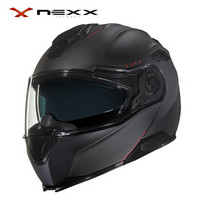 NEXX X.VILITUR Carbon 亚洲版型 小盔体 双镜片四季碳纤维电动摩托车 揭面盔 碳纤维黑 XXL